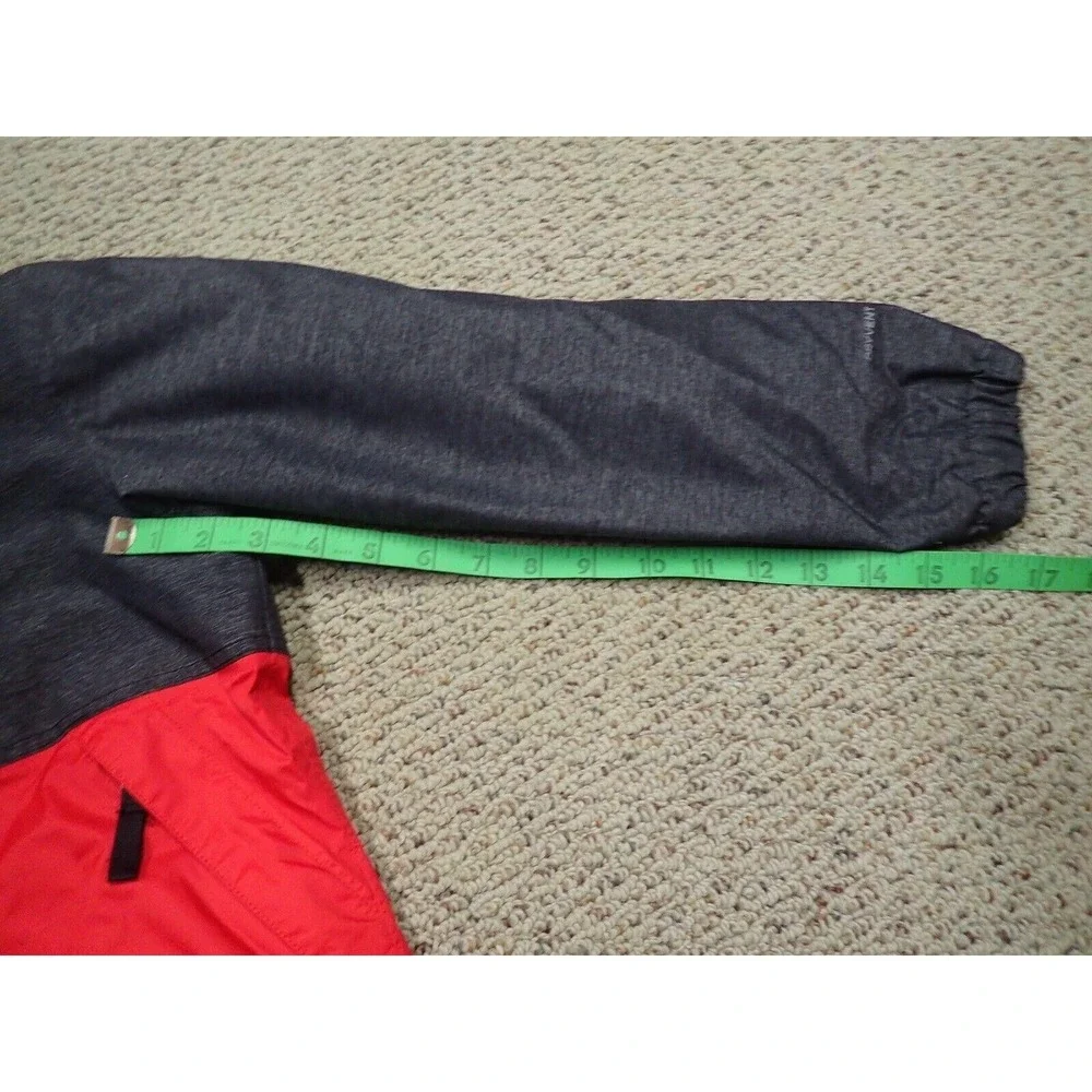 The North Face DryVent Jacket Boys 7/8 Grey Red Good Hooded Fleece‎ Lined Zip